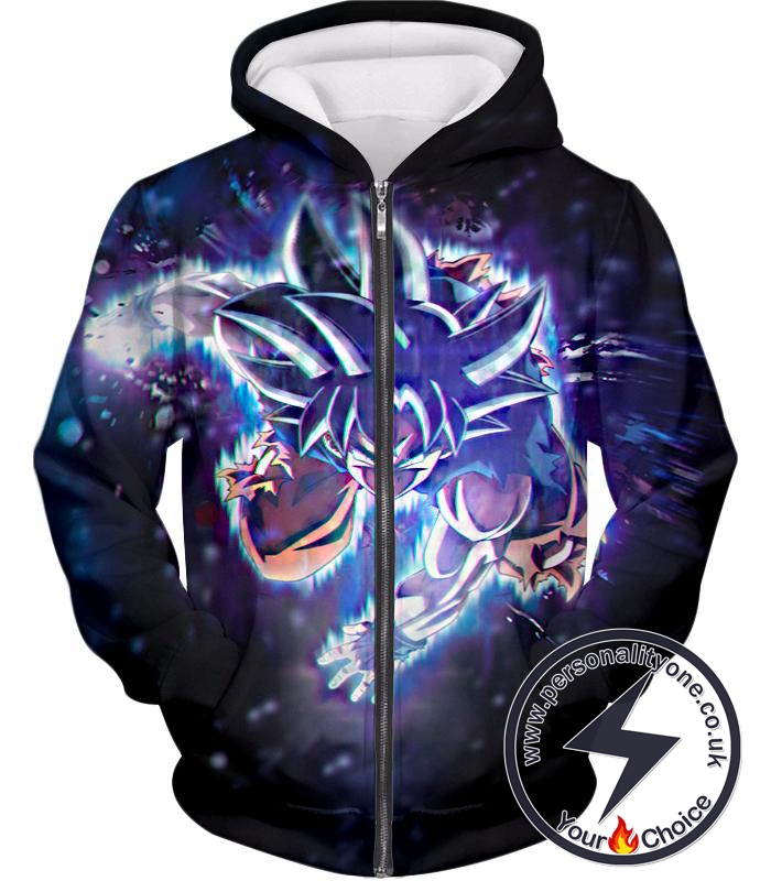 Dragon Ball Super Cool Action Goku Super Saiyan Blue Super Awesome Graphic Zip Up Hoodie